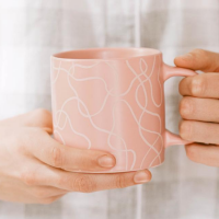 sublimation customized pink color logo printed ceramic mug W0725