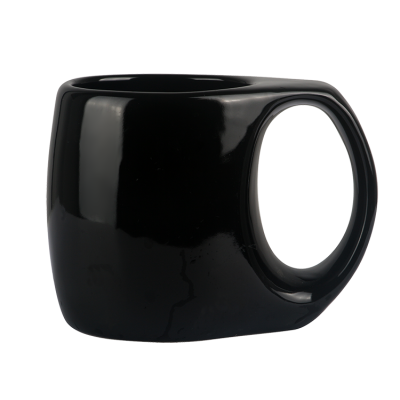 Custom black mug unique shape ceramic coffee mug